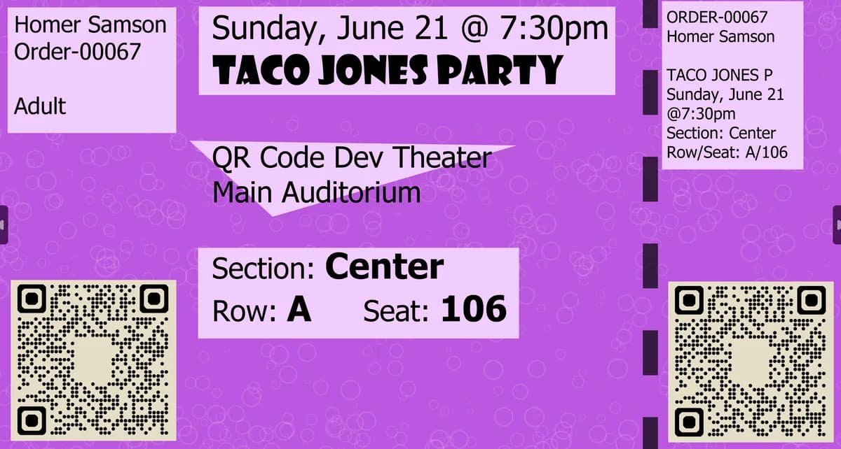 Colorful ticket designs