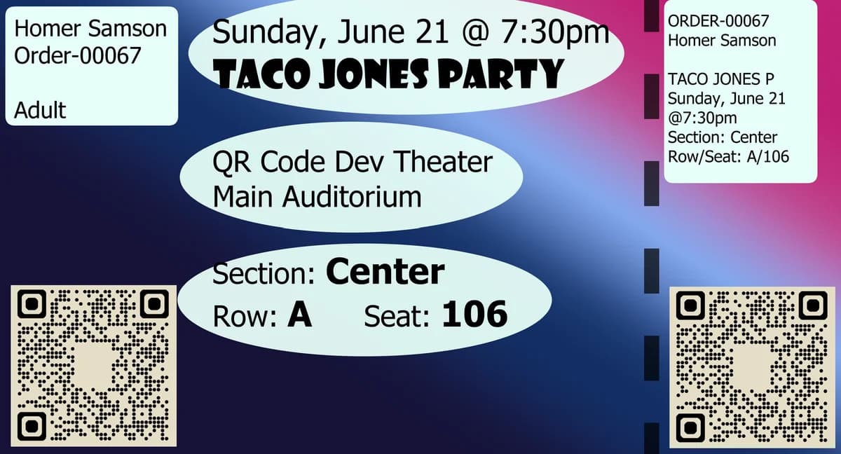 Colorful ticket designs
